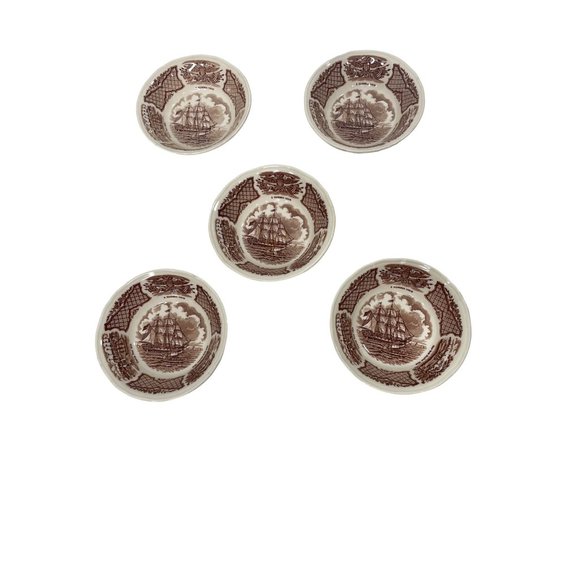 Set of 5 Vintage Bowls Fair Winds USS Portsmouth Off The Barrier Forts Canton - Picture 4 of 15